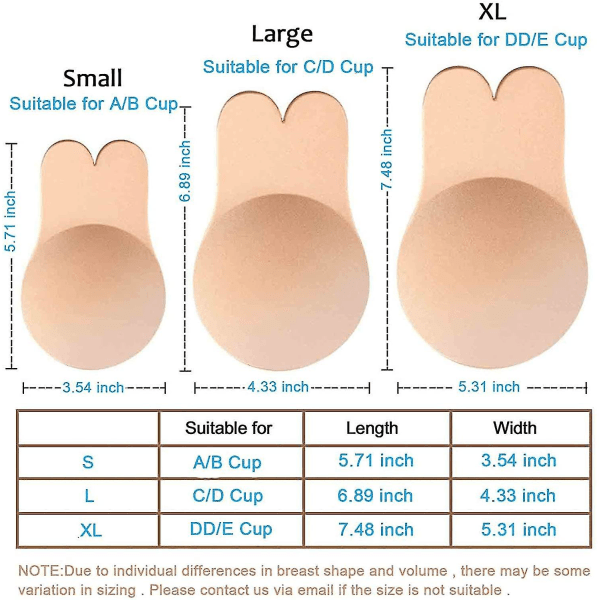 3 Par Adhesive BH, Genanvendelig Stropløs Selvklæbende Silikon Push Up Usynlig Klæbende Brystvorte Dæksler Til Kvinder Beige