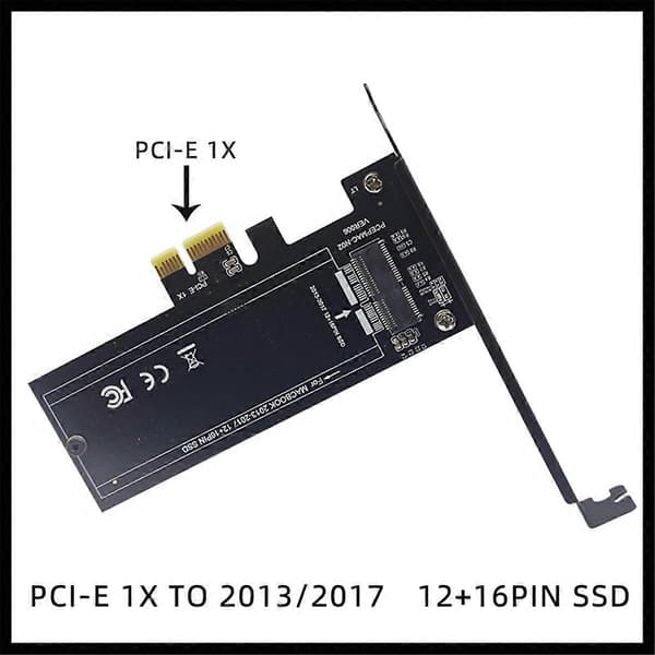 PCI-E 1X til 12+16PIN SSD Konverter Adapterkort 12+16PIN til PCI-E X1 SSD Riser Kort til 2013-2017 12+1