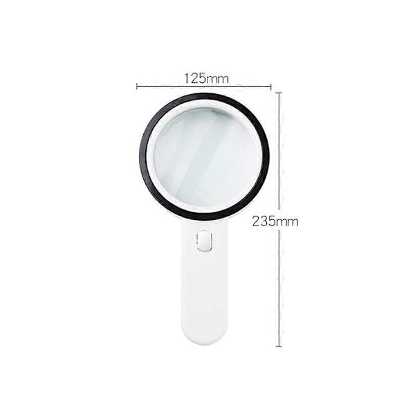Ekstra Stor Håndholdt Kraftig Lup med 13 LED'er og UV-lampe, 30x Bedste Ekstra Store Belyste Lup til Læsning, Eksamen, Hobby, Makuladegeneration