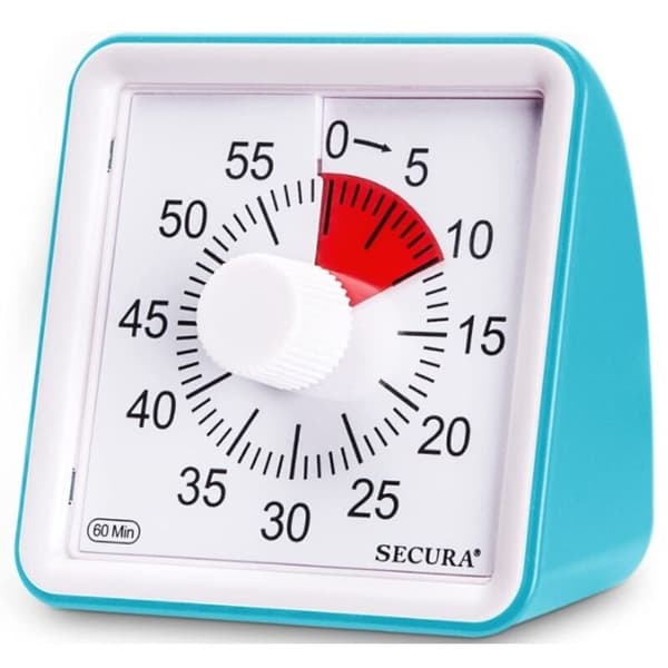 Børns visuelle timer, nedtællingstimer, studietimer (stor) (blå)