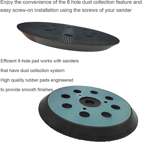 5 tommer 8-huls slibepude med velcro til Dewalt DW420, DW421, DW423, DW426, D26451, D26453 orbital slibemaskiner