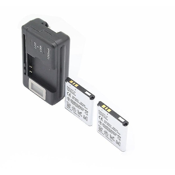 2x Bst-38 930mah Batteri + Oplader Kompatibel med Sony Ericsson W580 W580i K850i W760 T650 X10 W980 W995 U20i C905c S500c W580c C902 C905