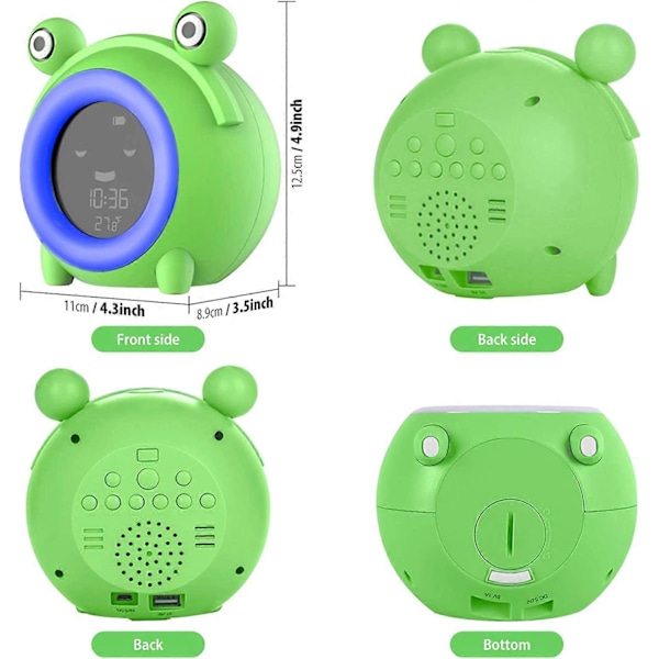 Barnevekkerklokke, Vekkerlys for barn, Søvnveileder, 3 moduser 5 naturlige lyder 5 justerbare fargede lys Slumberfunksjon Vekkerlampe, Barnebed