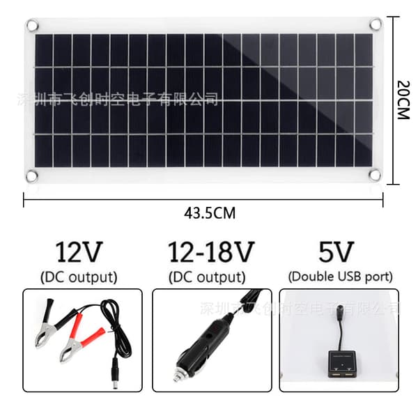 Solpanel Kit 12V USB-udgang med controller Solpanel til biler og yachts 20A