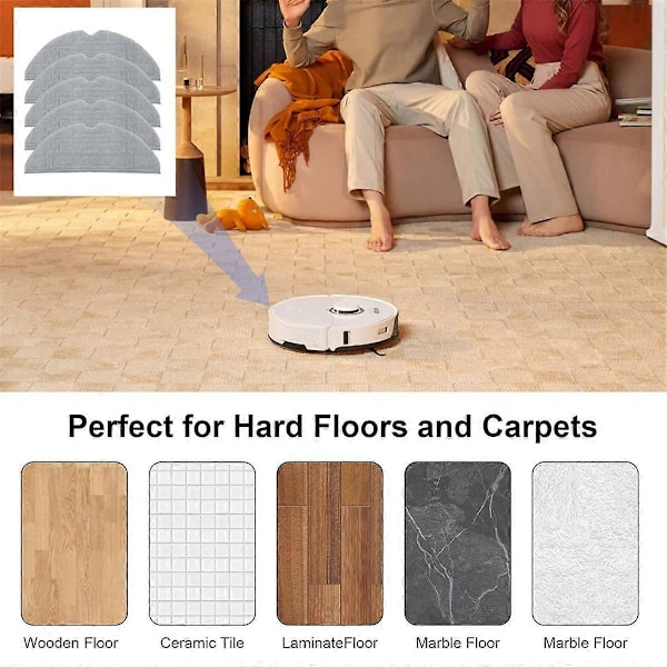 5 stk. moppepuder til S8, S8+, S8 Pro Ultra robotstøvsuger, VibraRise 2.0 vaskbare genanvendelige moppepuder