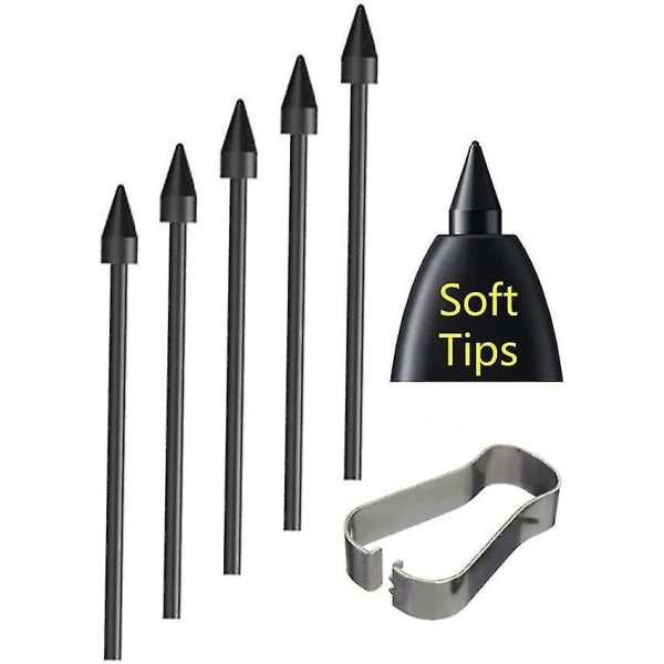 [5 st Mjuka Spetsar] Oem Tab S8 Spetsar, Nibs [0,7 mm] Ersättning För Samsung Galaxy Tab S8/s8 Plus/s8 Ultra Stylus S Pen +verktyg (s8/s8plus/s8 Ultra Svart)