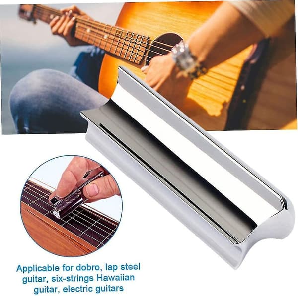Gitarr Slide Bar Set Stål Ton Bar Med 4 Finger Plektrum För Elektrisk Gitarr Silver Stål Slide Bar Gitarr (silver) (5 st)