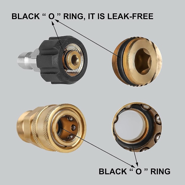 Trycktvättsadapterset, Snabbkopplingsslangkopplingar, Mässingkopplingar av M22-14 Swivel till 3/8\" Snabbkoppling, 3/4\" Han till 1/2\" Snabbkoppling, 8