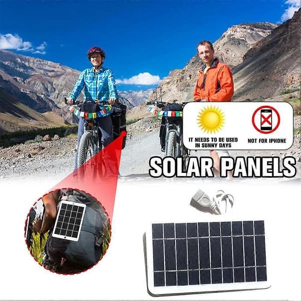 2W 5V Solcellsladdningspanel Solcellsdriven Powerbank-laddare för utomhusbruk