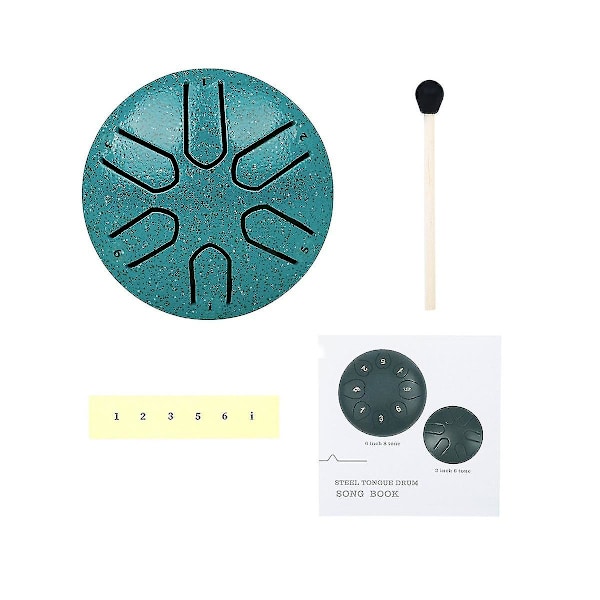 Mini Ethereal Drum 3 tuumaa 6 sävelmää Lahja Ethereal Drum Aloittelijoille Teräskielinen Kielikieli Rumpu Lyömäsoitin, vihreä