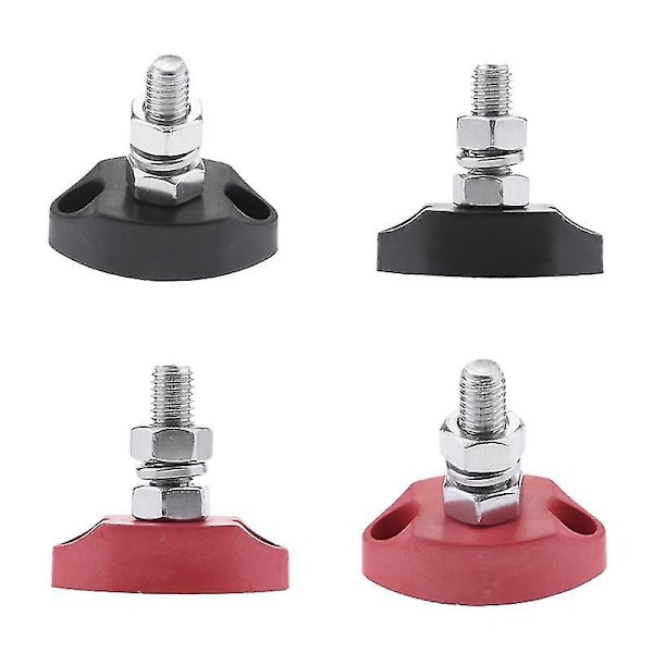 4 stk. DC 12V Samleskinne Terminalblokk - 1/4 tomme 6mm Positiv Isolert Enkel Bolt Strøm og Jord J