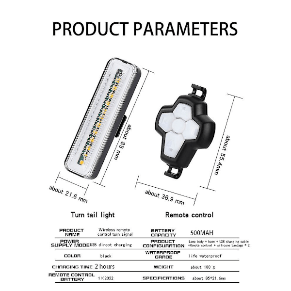 Vanntett Sykkel LED Blinklys Grønn Vertikal Baklys