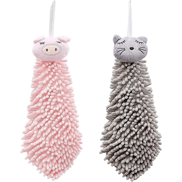 Chenille Håndklær 2-pakning Chenille Håndkle Mikrofiber Håndklær Håndball Hengeklær for Kjøkken