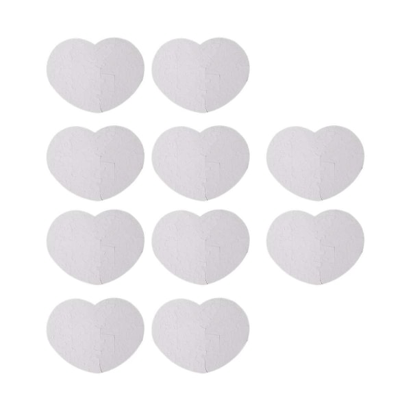 10 stk/parti gør-det-selv blank sublimation hjerteformet papirbillede puslespil Varmepresse Transfer Crafts Puslespil