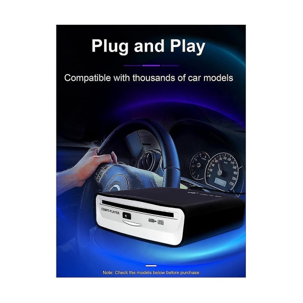 Ekstern universal cd-afspiller til bil - bærbar cd-afspiller, sættes i bilens usb-port, bærbar computer, tv, , C