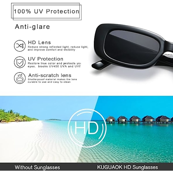 Retrosolglasögon i rektangulär form för män och kvinnor, små fyrkantiga solglasögon med UV-skydd