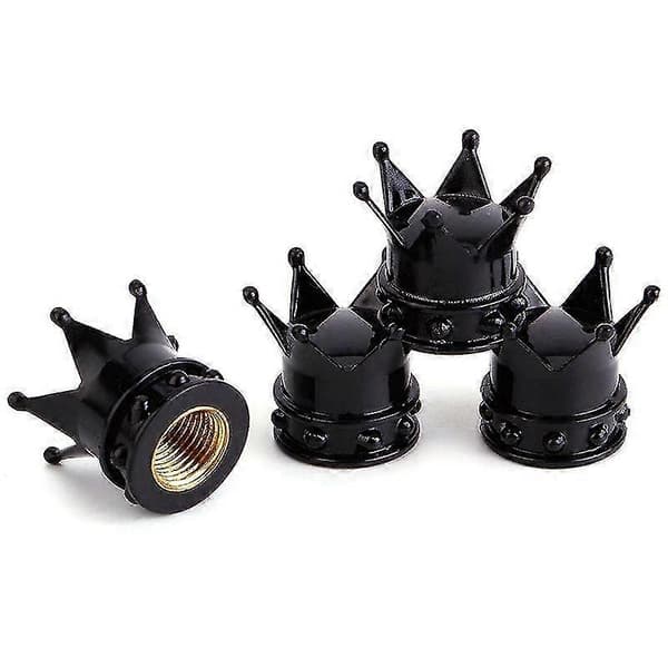 Kroneformede dækventilhætter til cykel/motorcykel/bil (4 stk.)