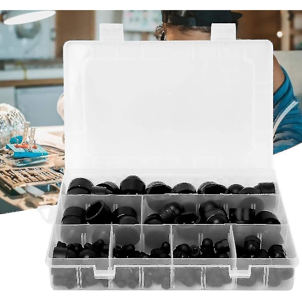 Plastmuttrar, Mutterskydd, Hexagonmutter Skydd, Svarta Hexagon Skruvlock 145st-svart