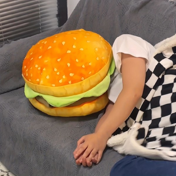 1pc Realistic Burger Pillow Cushion-fun Prank Gift Office Chair Pad  Creative Novelty Plush Toy Cheeseburger Pillow Large Plush Hamburger Plushie Pil-