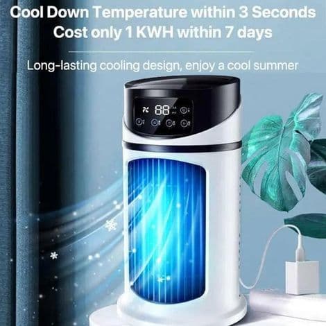 Mini bærbar aircondition. Vandkølet ventilator. Luftkøler til kontor - AquaForge