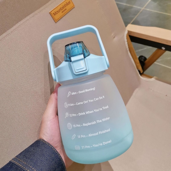 New Arrive 1400 ml vattenflaska med tidsmarkör Läcktät sugkopp Lätt att bära Bärbar läckagesäker utomhussportvattenkokare