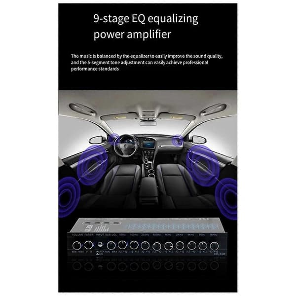 Auto Cube 9-bands grafisk equalizer digital bilstereo - EQ9 full serie bilförstärkare equalizer med A