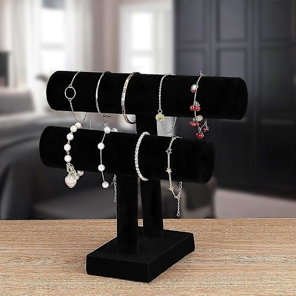 PIAO Fløjlssmykker Fløjl Armbåndsstativ Smykkeholder Urholder Armbåndskæder Stativ Bangles Display Bar T Bar 2 Ruller