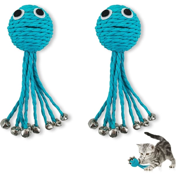 Cat Octopus Toy Interactive Cat Toy, 2 pakker blått papir blekksprutform katteleke for katter