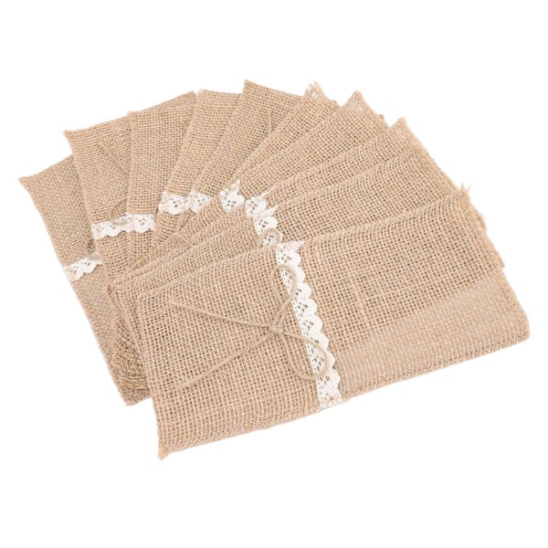 Jute Serviettholdere - 20 stk Blonder Servietposer for Retro Landlig Bryllup, Bursdager og Mottakelser