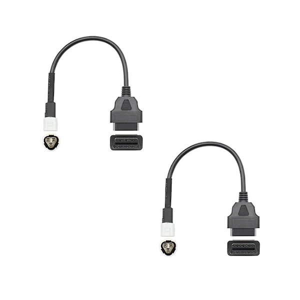 2 stk OBD Motorsykkelkabel for 3-pin kontakt Diagnostisk kabel 3-pin til OBD2 16-pin adapter