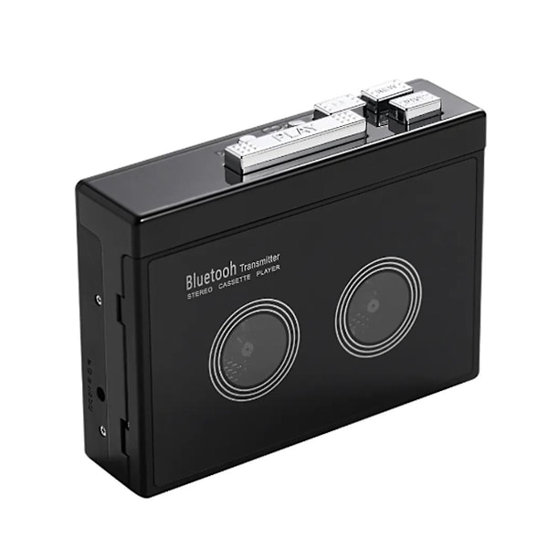 Svart Retro Stereo Kassettspiller Walkman Kassett Bånd Musikk Lyd Auto Reverse Med Bluetooth