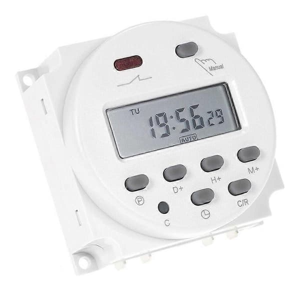 CN101A DC 12V 16A Digital LCD Strøm Programmerbar Timer Tidsrelébryter Hvit Fk