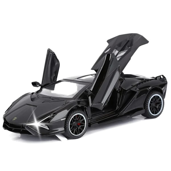 Leikkiauto Pojille 3+ Metallimalliauto Valoilla ja Äänellä Taka-auton (Musta)
