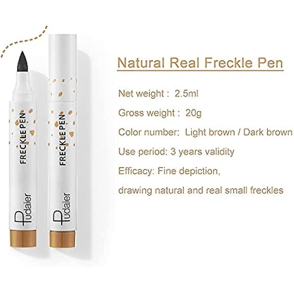 Freckle Pen 2 stk Naturlig naturtro Freckle Makeup Pen Magic Freckle Color Vandtæt Langtidsholdbar