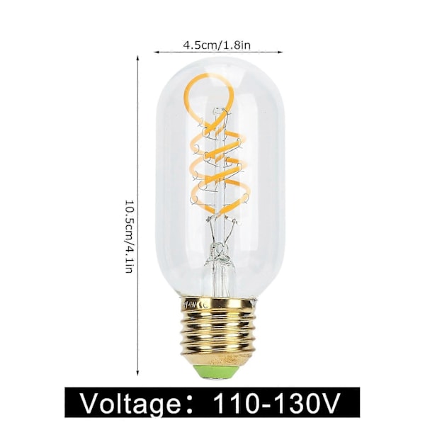 LED-pære Dobbel Spiral Antikk Fleksibel Filament Retro Dekorasjon 110V E27 4W Pære for Studie Spisestue Soverom