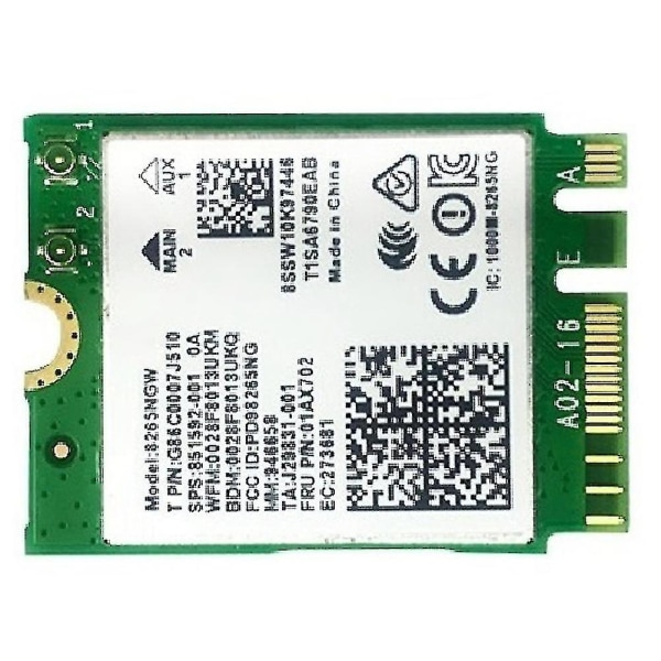 Langaton Ac8265 verkkokortti 2,4 GHz-5 GHz kaksitaajuinen M.2 Wifi-kortti, jossa Ipex4 Generation Flexible Ant