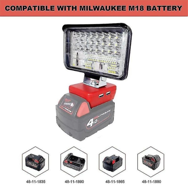 Led arbejdslygter Lommelygter Elektrisk Spotlight Med Dual Usb Til Milwaukeee M1814.4v18vLi-ion Ba