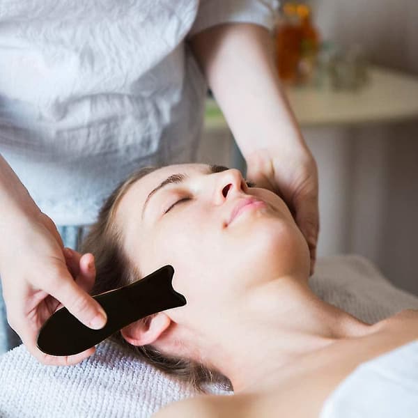 Gua Sha-bräda i buffelhorn, massageverktygssats