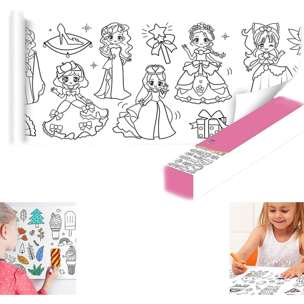 Børnetegnerulle, tegnepapirrulle gør-det-selv-maleri tegnepapir,farvefyldningspapir, klæbrig farvefyldningspapir Tidligt pædagogisk legetøj