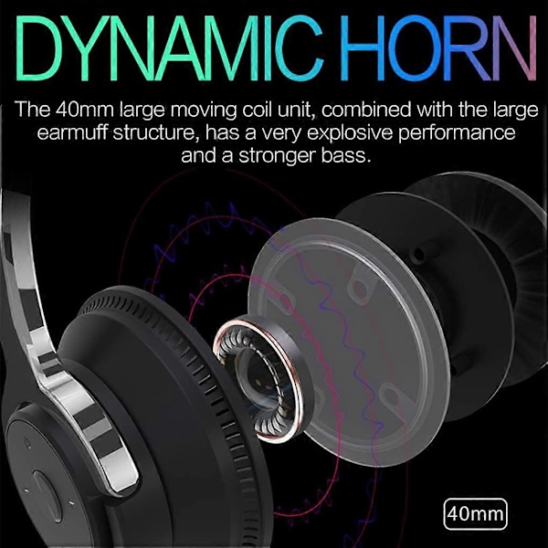 Trådløst on-ear Bluetooth 5.1 headset med mikrofon, sammenleggbar design for komfort og portabilitet