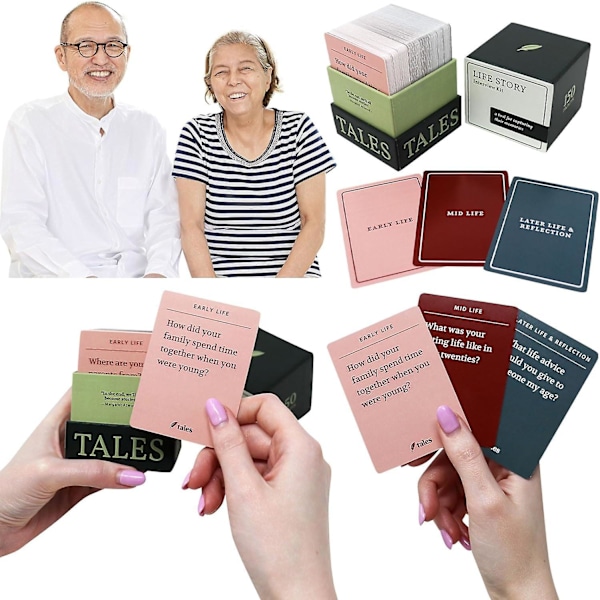 150 Life Story Interview Kit -kortit, Tales Life Story Interview Kit, tutustu vanhempiin ja isovanhempiin perheen peli-iltaan
