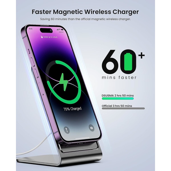 Magnetisk trådløs opladningsstation til Iphone-serien, hurtig Magsafe-opladerstander til Iphone 15,14,13,12 Pro Max/pro/plus/samsung