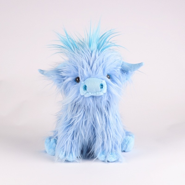 Highland Ko Plush Legetøj Simulering Langhåret Ko Dukke Blue