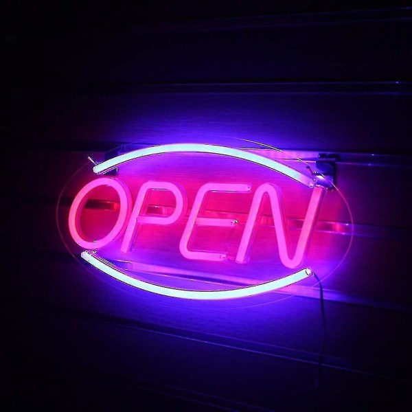 Neon åpent skilt for butikk med to lysmoduser