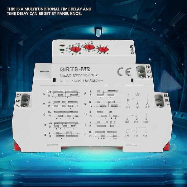 GRT8-M2 AC 220V 10-toimintoinen monitoimiajastinrele DIN-kiskoon asennukseen