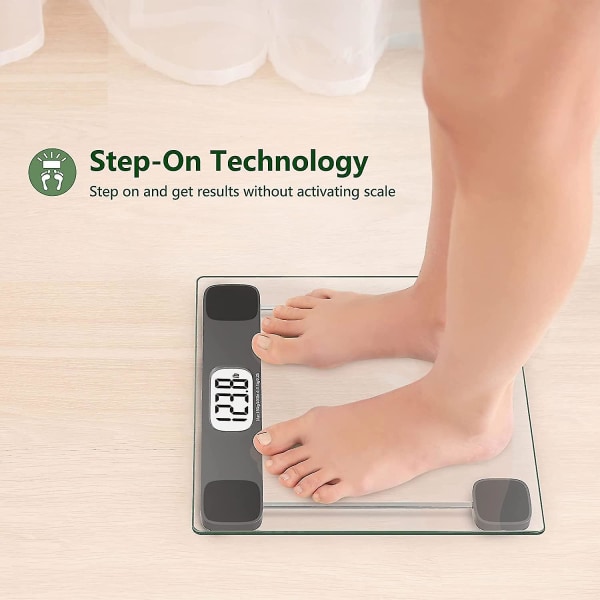 Vægt til kropsvægt Digital badeværelsesvægt Vejevægt Badevægt, LCD-skærm batterier og målebånd inkluderet, 400 lbs