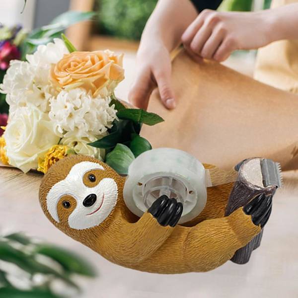 Cartoon Animal Desktop Tape Dispenser, Adhesive Roll Holder, Cute Sloth Tape Dispenser With Non-slip Base, Resin Tape Cutter Tool