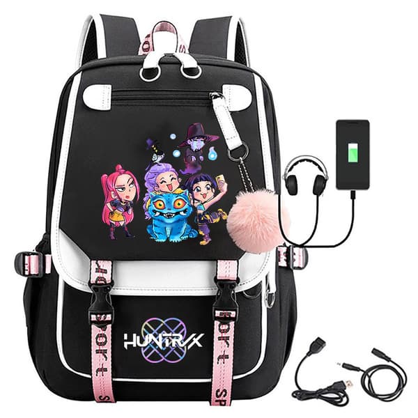 KPOP Populär Devil Hunter Anime Ryggsäck Söt Tecknad Studentväska AA