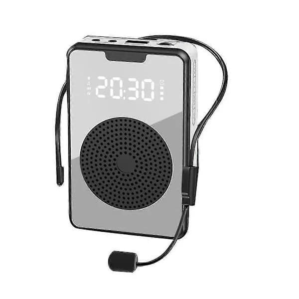 Trådlös röstförstärkare Bluetooth-mikrofonhögtalare med mikrofonheadset, för guide - Svart