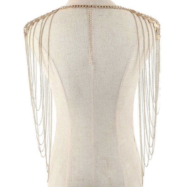 Vintage Punk Selar Bikinin Kroppskedja Epaulet Axelkedja Halsband Krage Hängande Kvastar guld